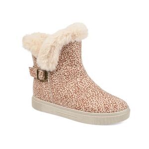 JOURNEE COLLECTION Womens Brown Leopard Print Sibby Toe Platform Snow Boots 6 M